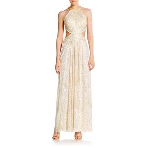 Joanna Chen New York White Gold Foil Cut Out Dress Prom/Formal